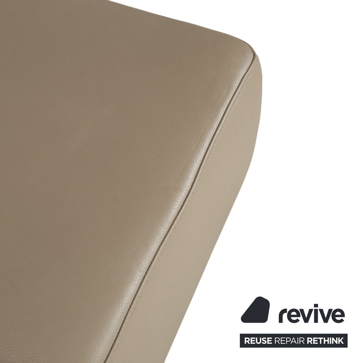 Canapé d'angle en cuir et bois Musterring, beige-taupe
