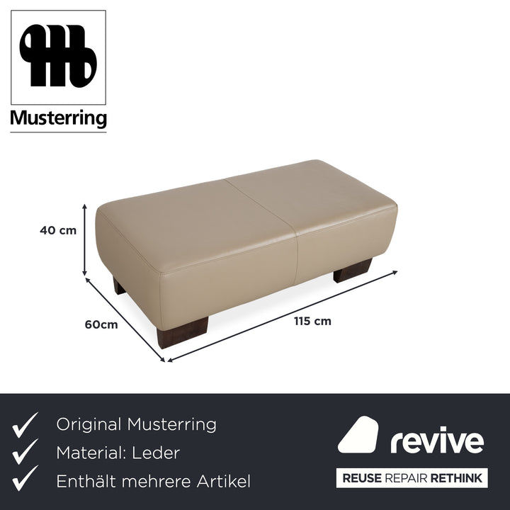 Canapé d'angle en cuir et bois Musterring, beige-taupe