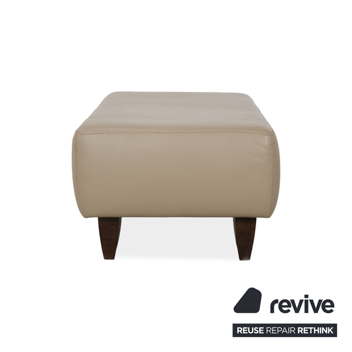 Canapé d'angle en cuir et bois Musterring, beige-taupe