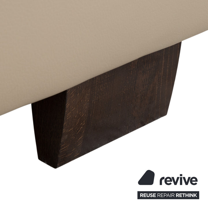 Canapé d'angle en cuir et bois Musterring, beige-taupe