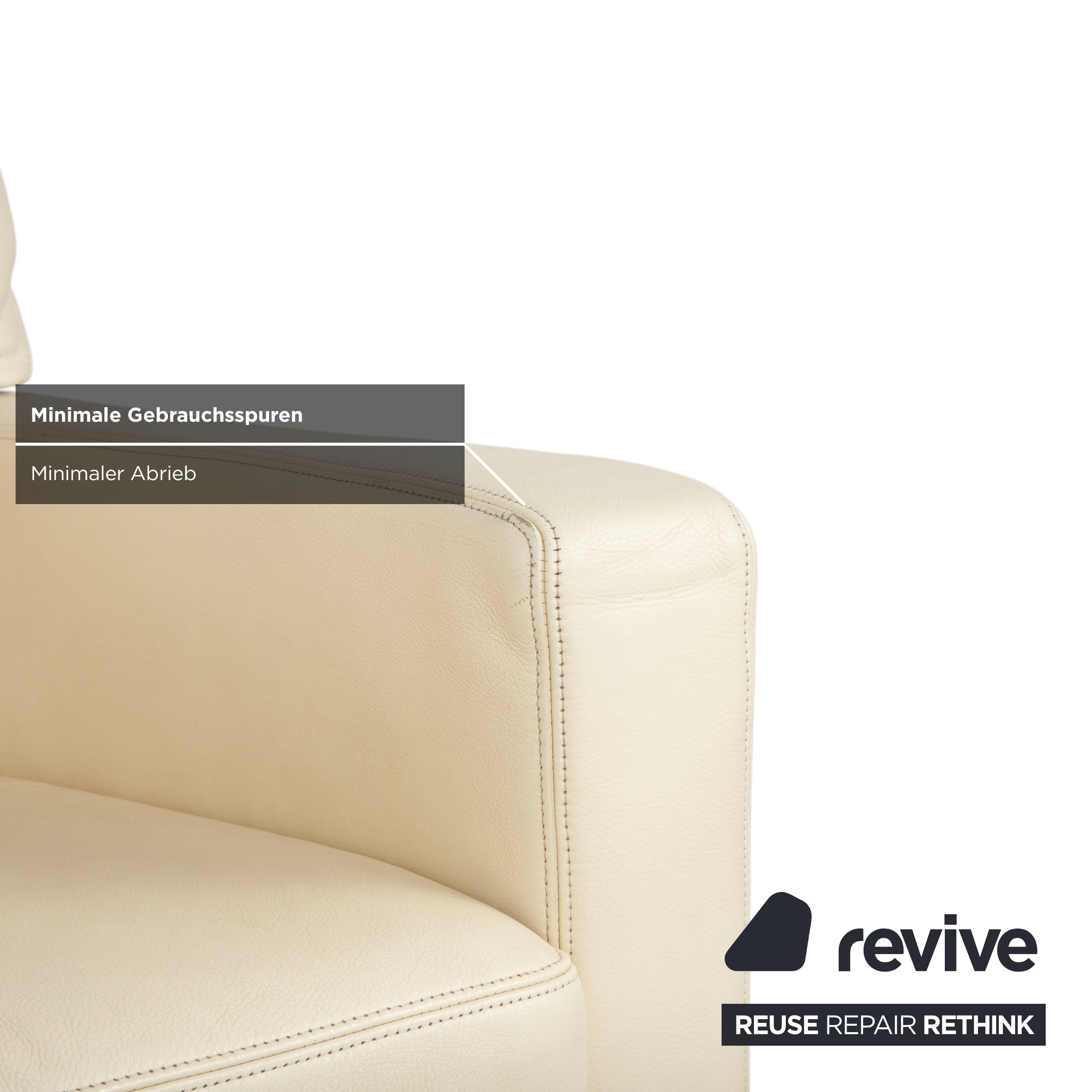 Fauteuil en cuir Musterring, beige crème, blanc cassé