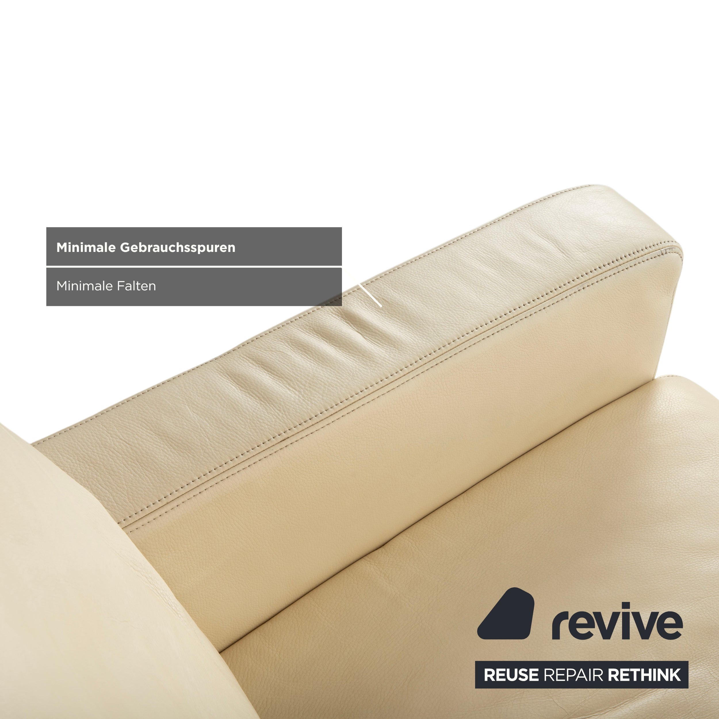 Fauteuil en cuir Musterring, beige crème, blanc cassé
