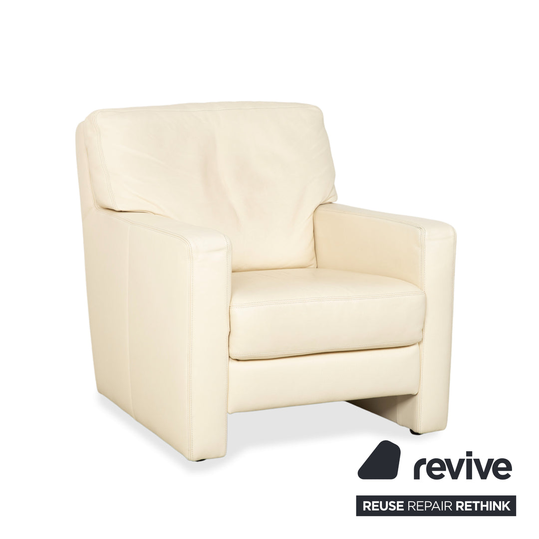Musterring Leather Armchair Cream Beige Off-White
