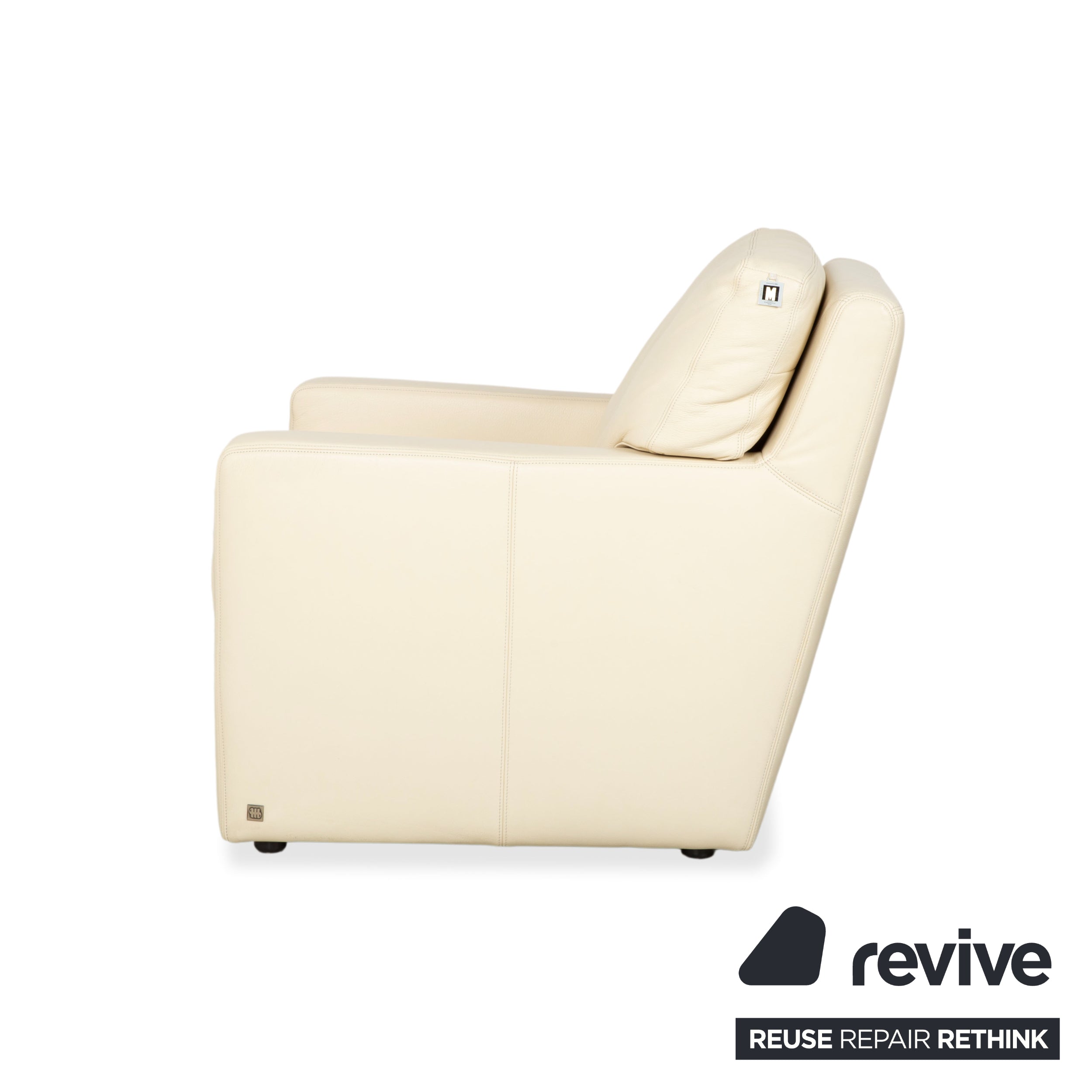 Musterring Leather Armchair Cream Beige Off-White
