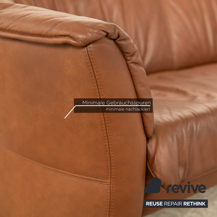 Musterring Leder Sofa Garnitur Braun Sofa Couch Zweisitzer Dreisitzer Sessel