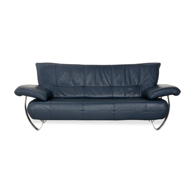 Musterring Leather Two-Seater Blue Sofa Couch