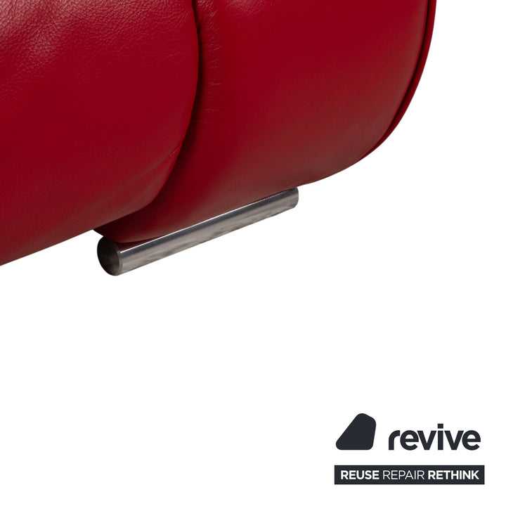 Musterring Leder Zweisitzer Rot Sofa Couch manuelle Funktion