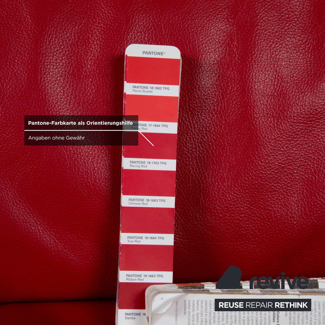 Musterring Leder Zweisitzer Rot Sofa Couch manuelle Funktion