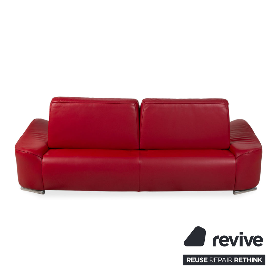 Musterring Leder Zweisitzer Rot Sofa Couch manuelle Funktion