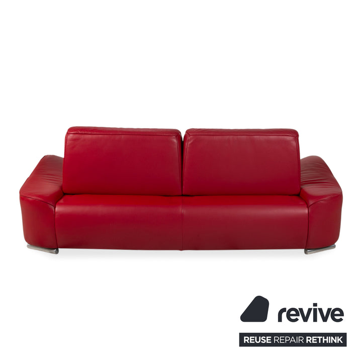 Musterring Leder Zweisitzer Rot Sofa Couch manuelle Funktion