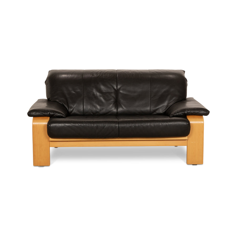 Musterring Leder Zweisitzer Schwarz Sofa Couch