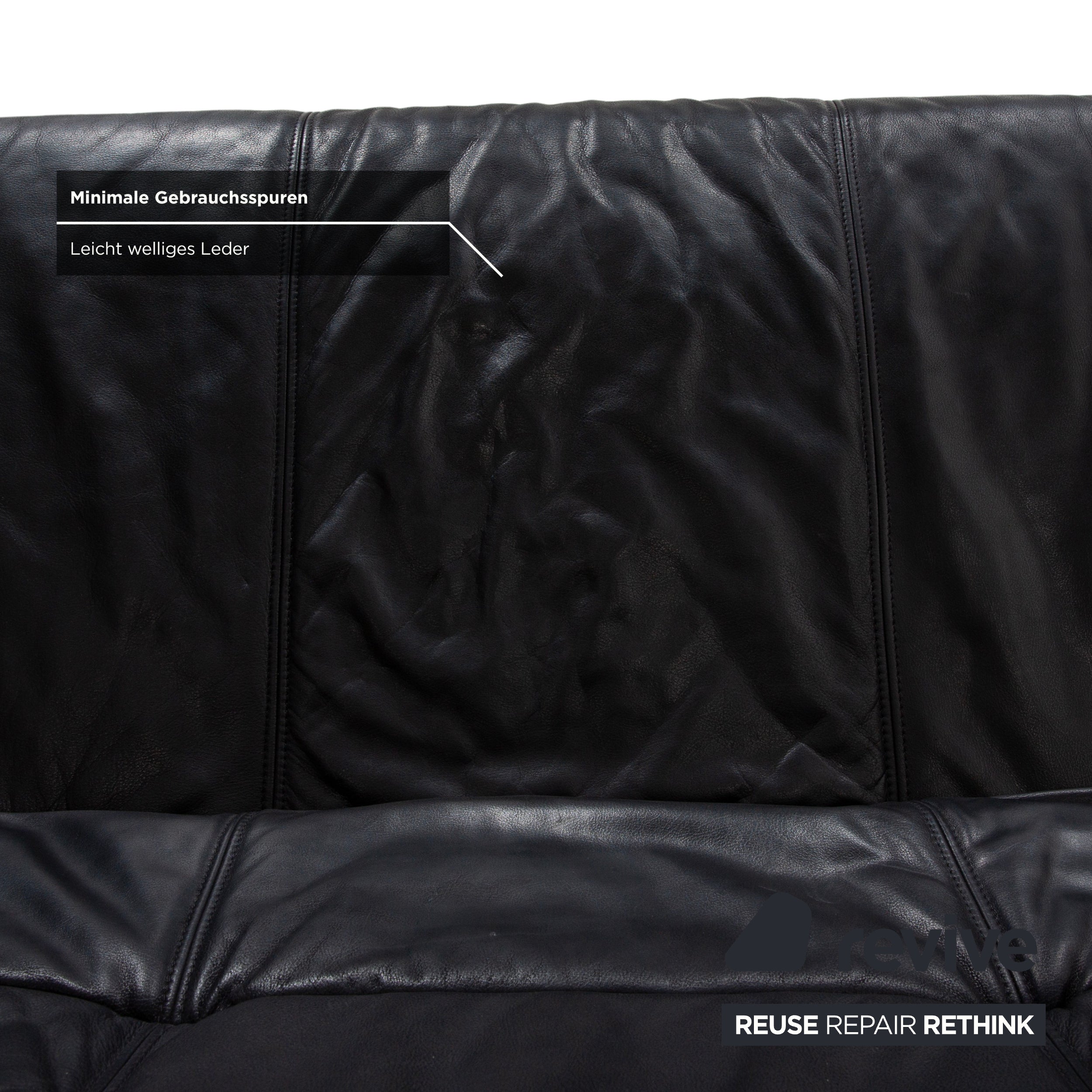 Sample ring leather two-seater black sofa couch
