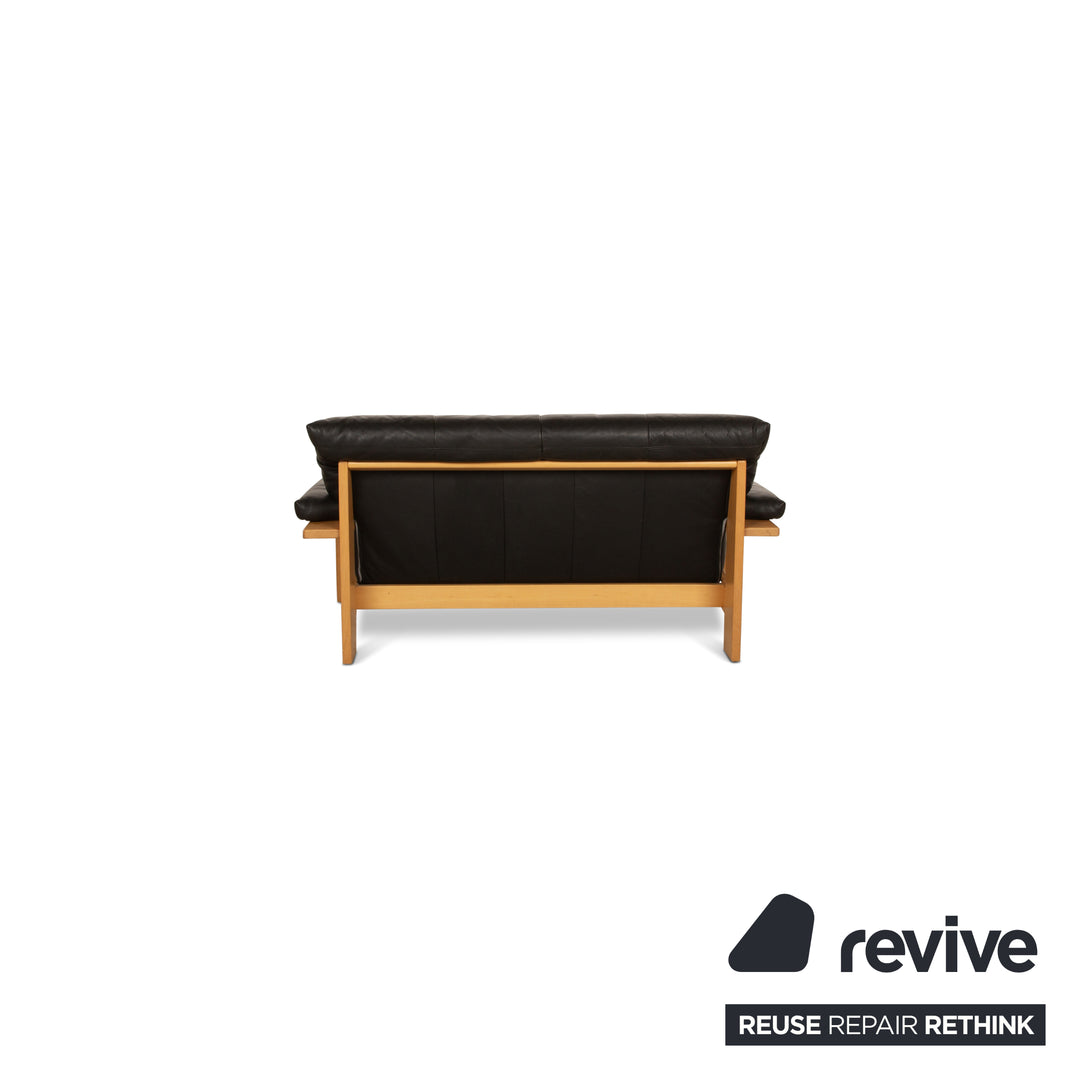 Musterring Leder Zweisitzer Schwarz Sofa Couch