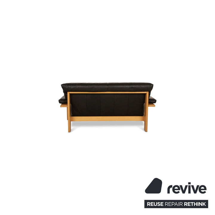 Musterring Leder Zweisitzer Schwarz Sofa Couch