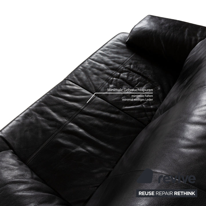 Musterring Leder Zweisitzer Schwarz Sofa Couch