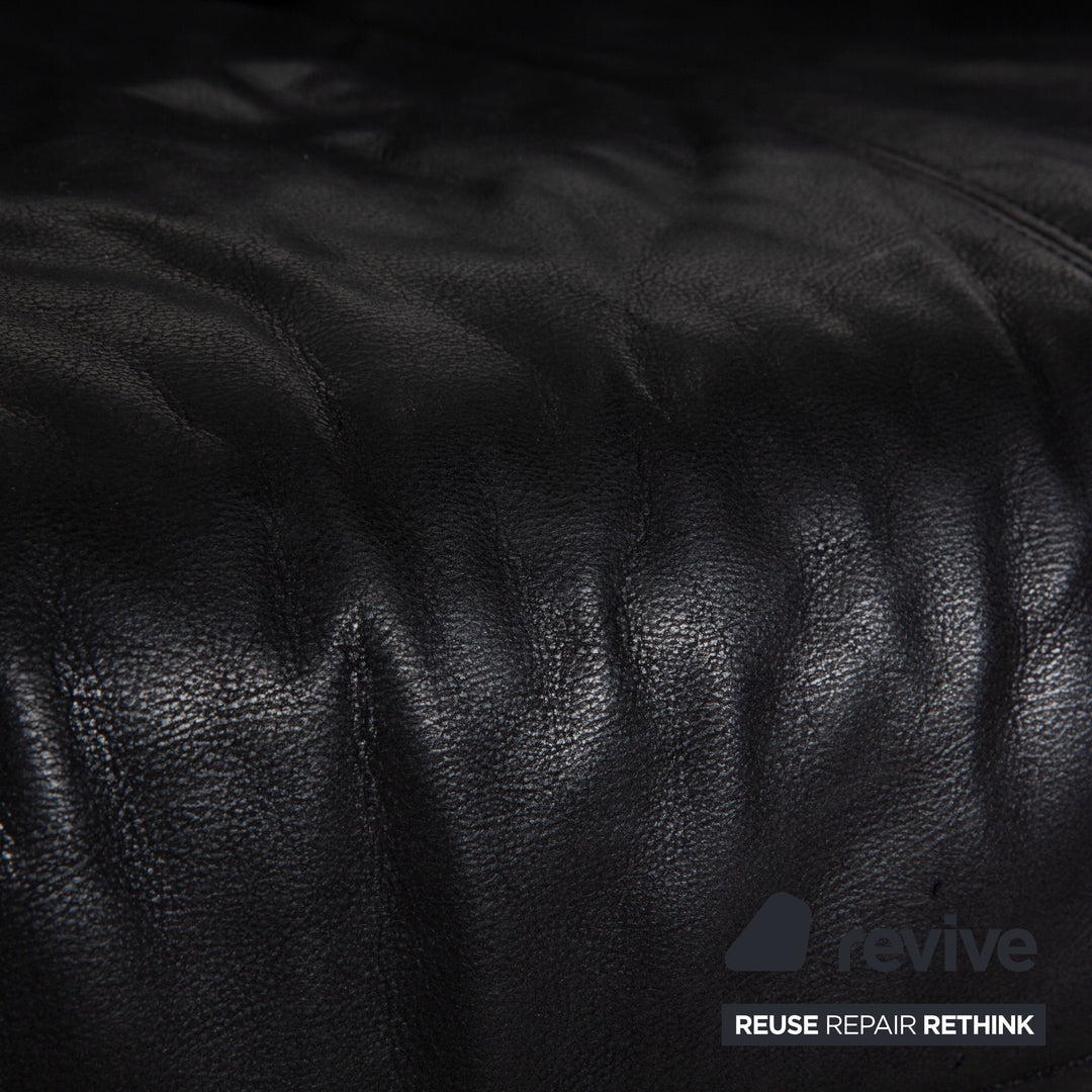 Musterring Leder Zweisitzer Schwarz Sofa Couch