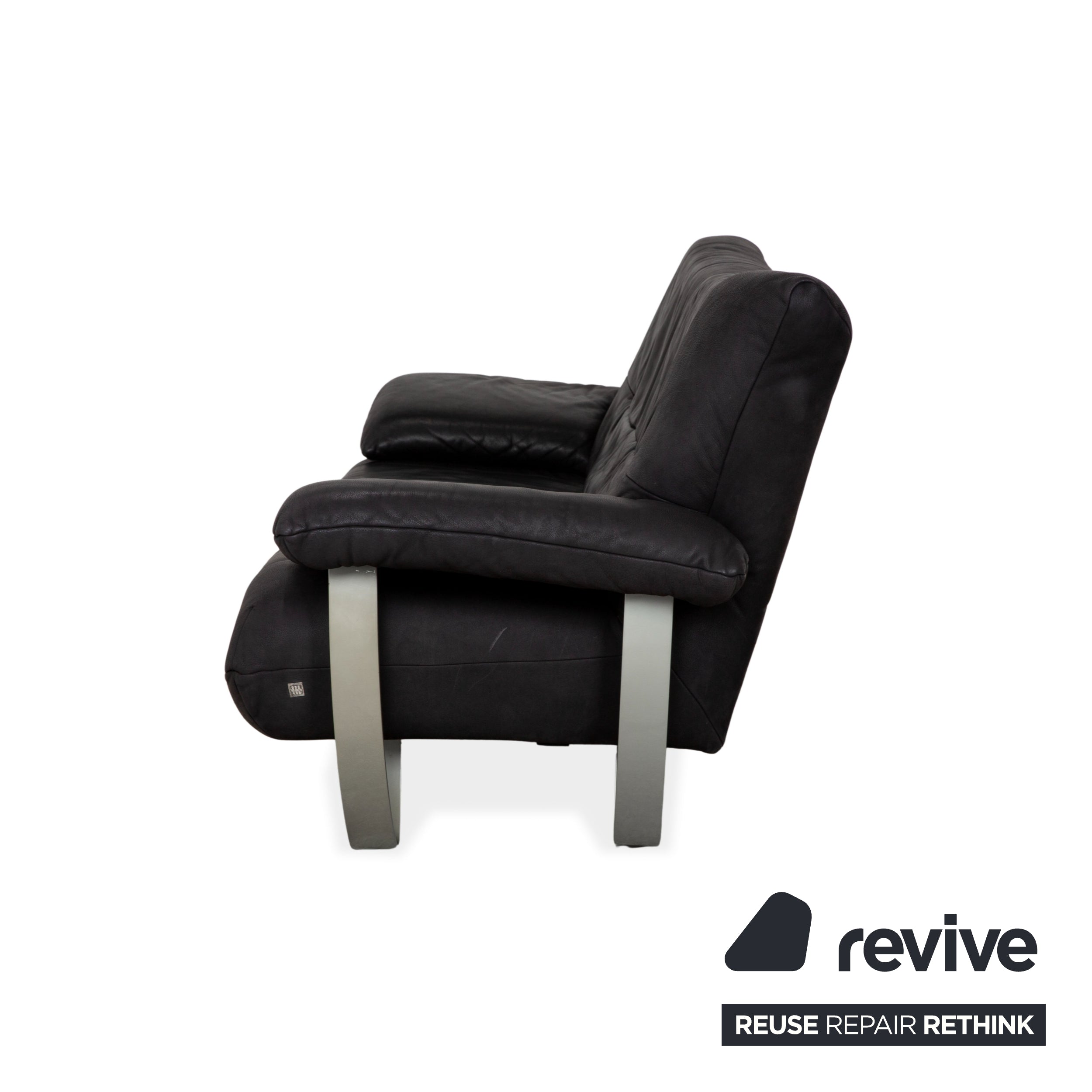 Sample ring leather two-seater black sofa couch