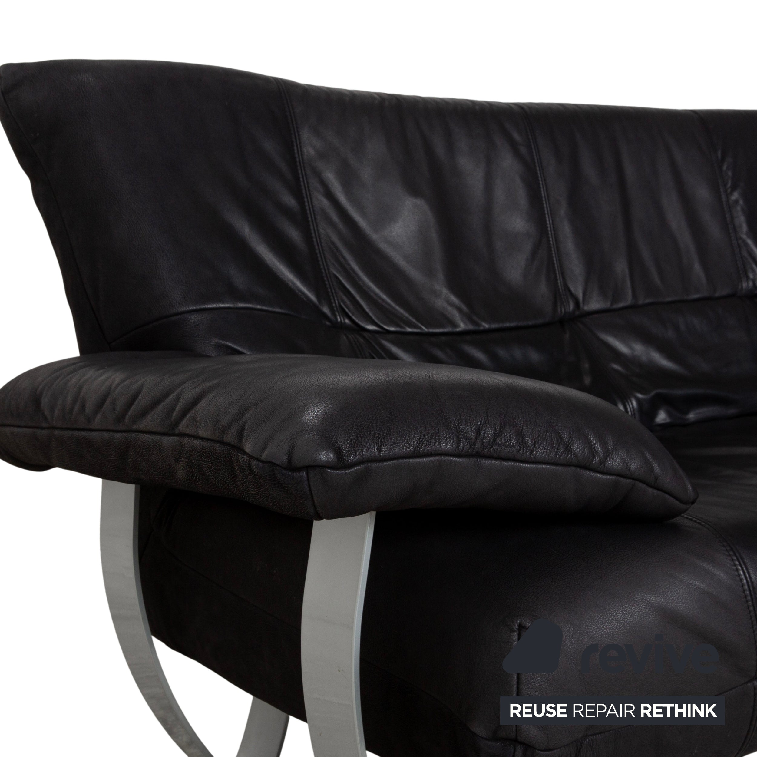 Sample ring leather two-seater black sofa couch