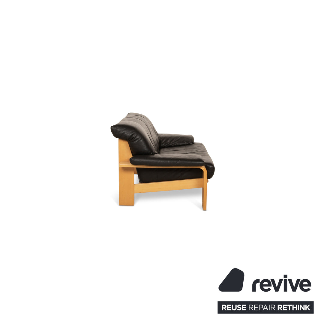 Musterring Leder Zweisitzer Schwarz Sofa Couch