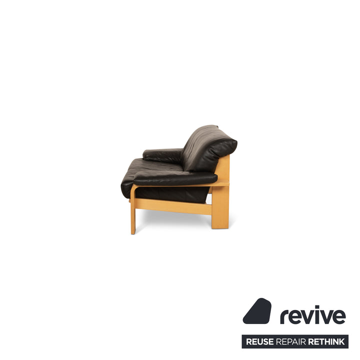 Musterring Leder Zweisitzer Schwarz Sofa Couch