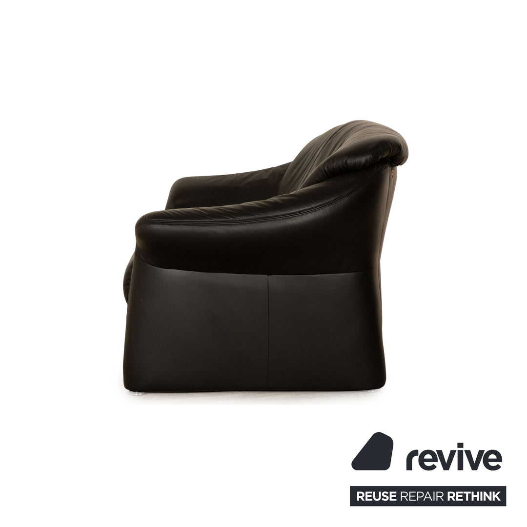 Musterring Leder Zweisitzer Schwarz Sofa Couch