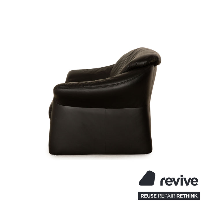 Musterring Leder Zweisitzer Schwarz Sofa Couch