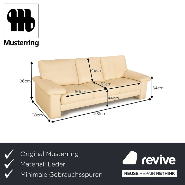 Musterring MR 2830 Leder Dreisitzer Creme Sofa Couch
