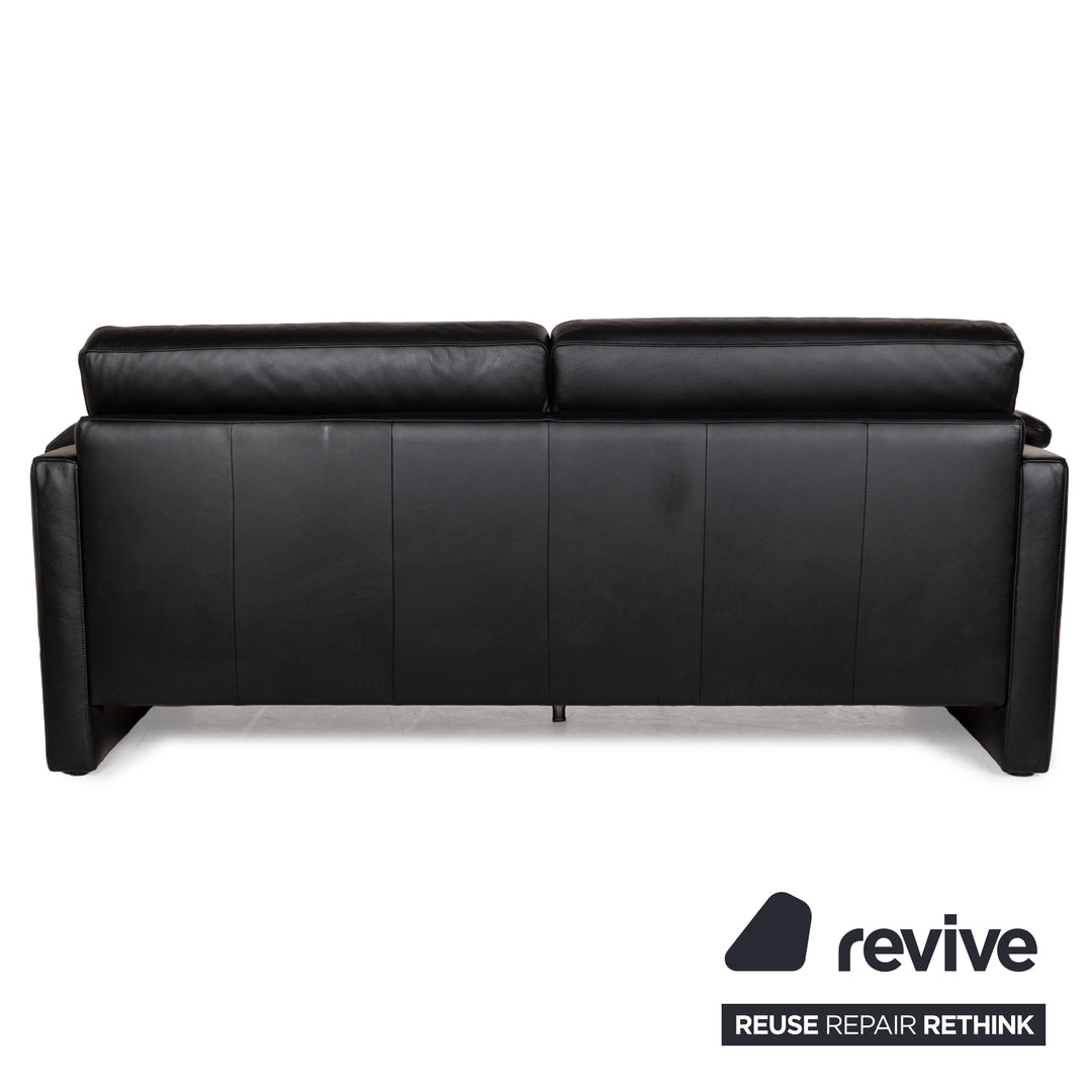 Musterring MR 2875 Leather Three-Seater Black Sofa Couch