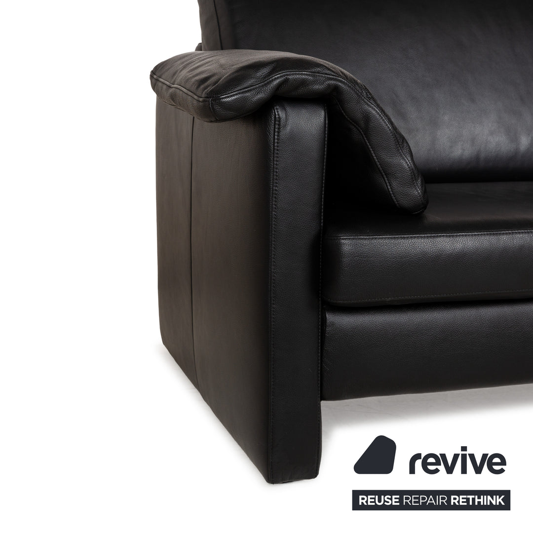 Musterring MR 2875 Leather Three-Seater Black Sofa Couch