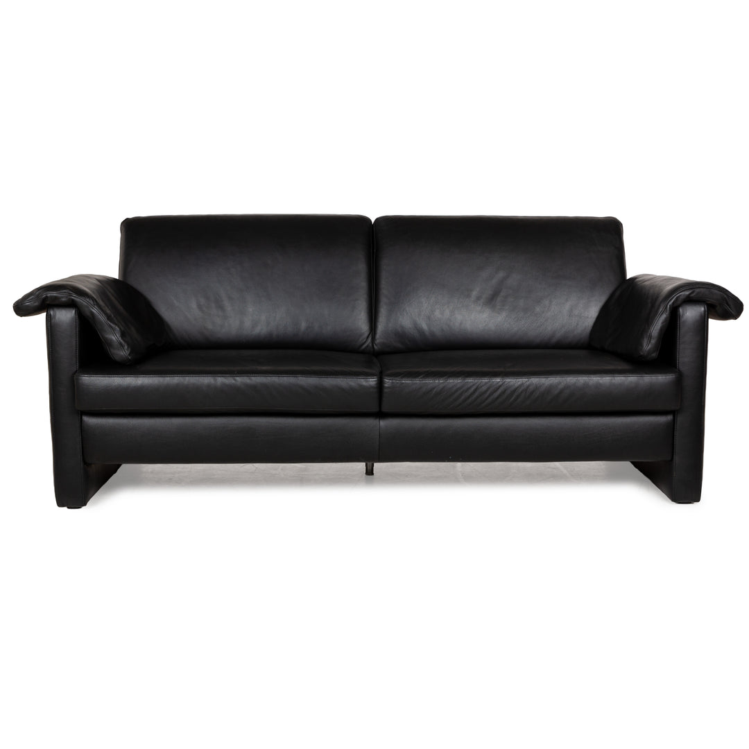 Musterring MR 2875 Leather Three-Seater Black Sofa Couch