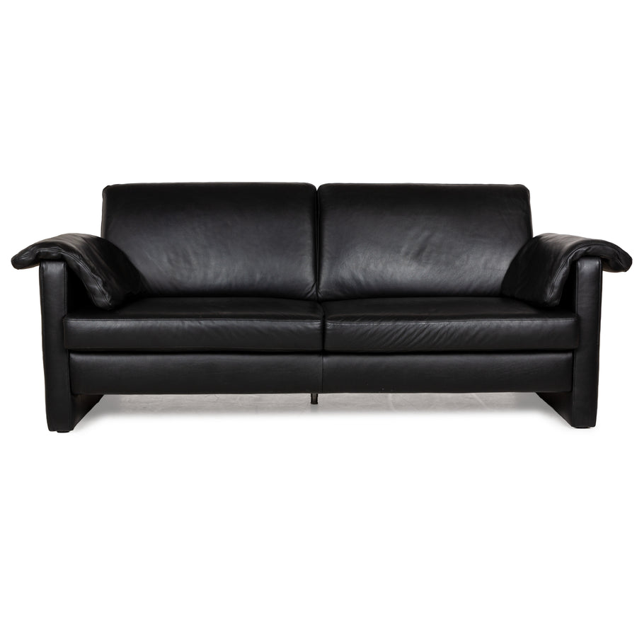 Musterring MR 2875 Leather Three-Seater Black Sofa Couch