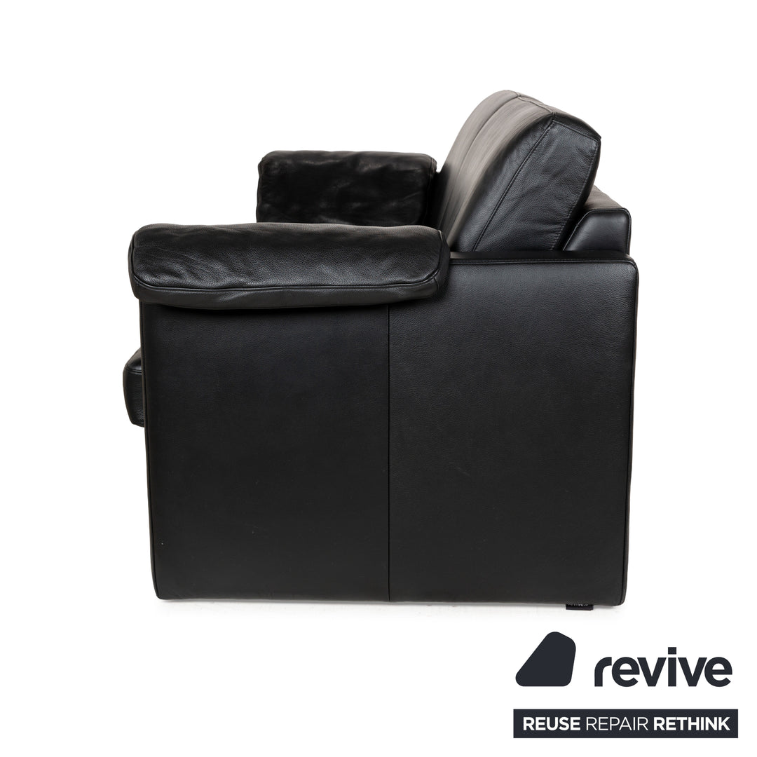 Musterring MR 2875 Leather Three-Seater Black Sofa Couch
