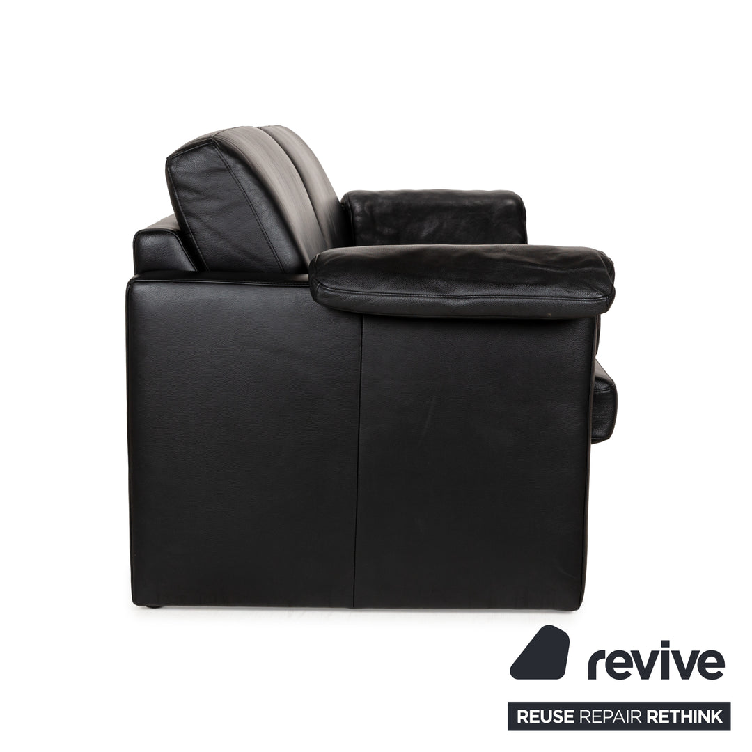 Musterring MR 2875 Leather Three-Seater Black Sofa Couch