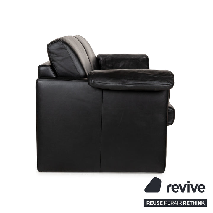 Musterring MR 2875 Leather Three-Seater Black Sofa Couch