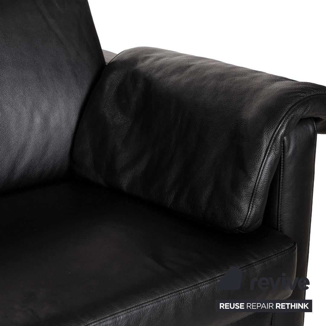 Musterring MR 2875 Leather Three-Seater Black Sofa Couch