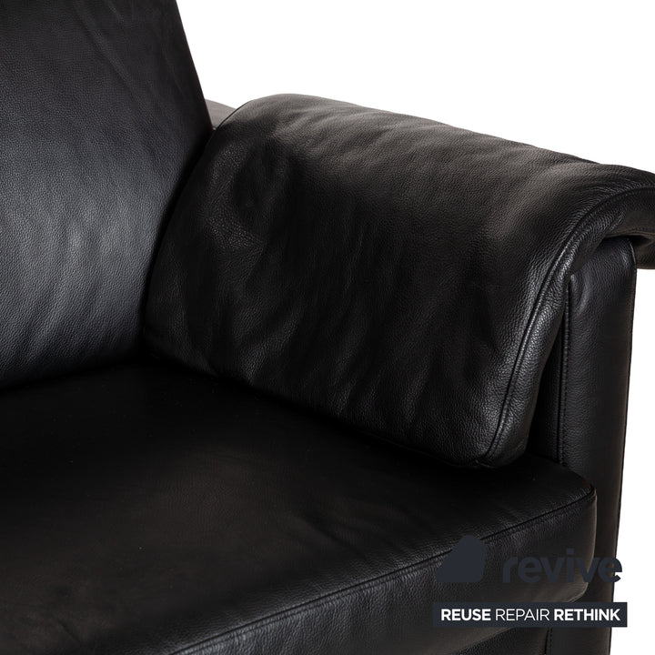 Musterring MR 2875 Leather Three-Seater Black Sofa Couch