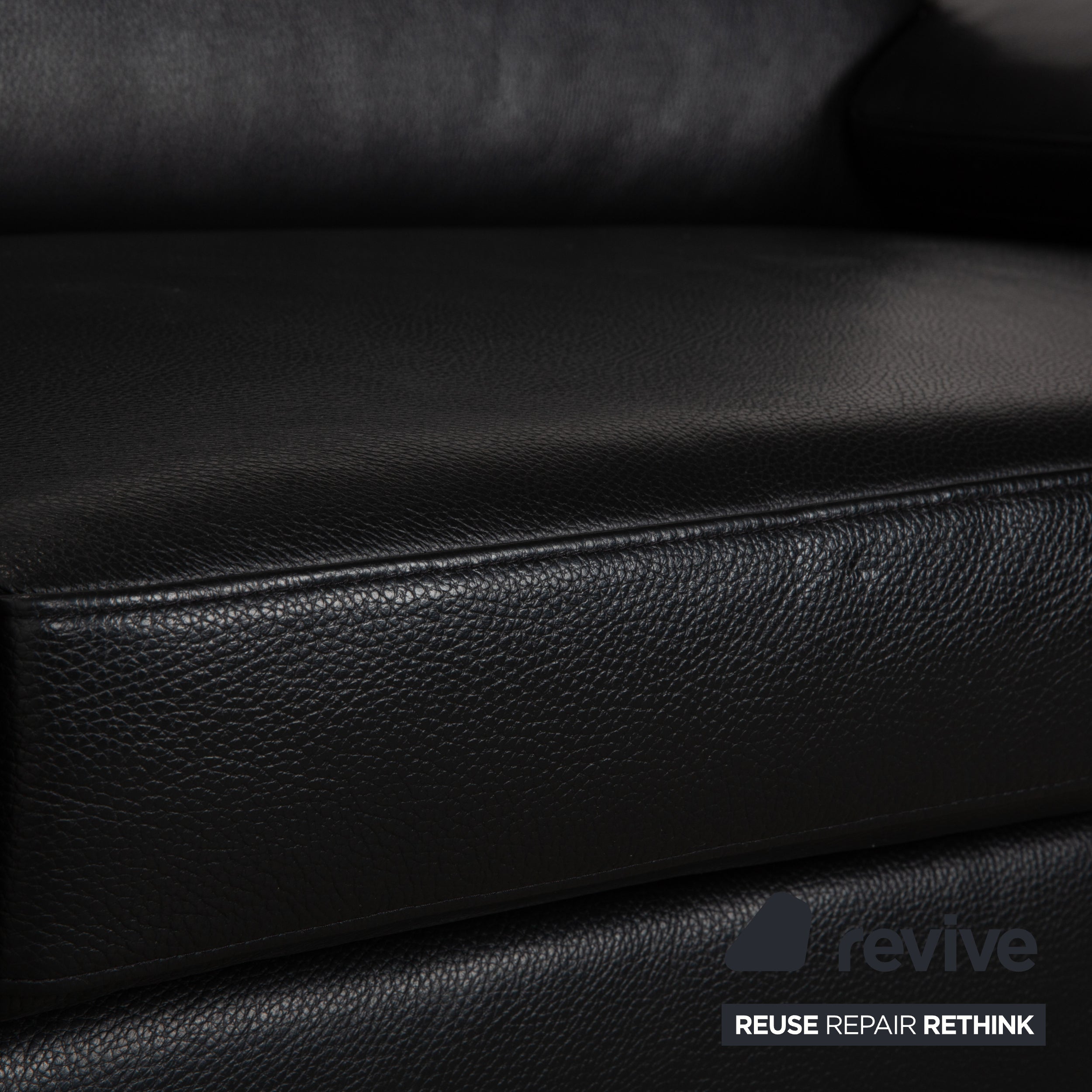 Musterring MR 2875 Leather Two-Seater Black Sofa Couch