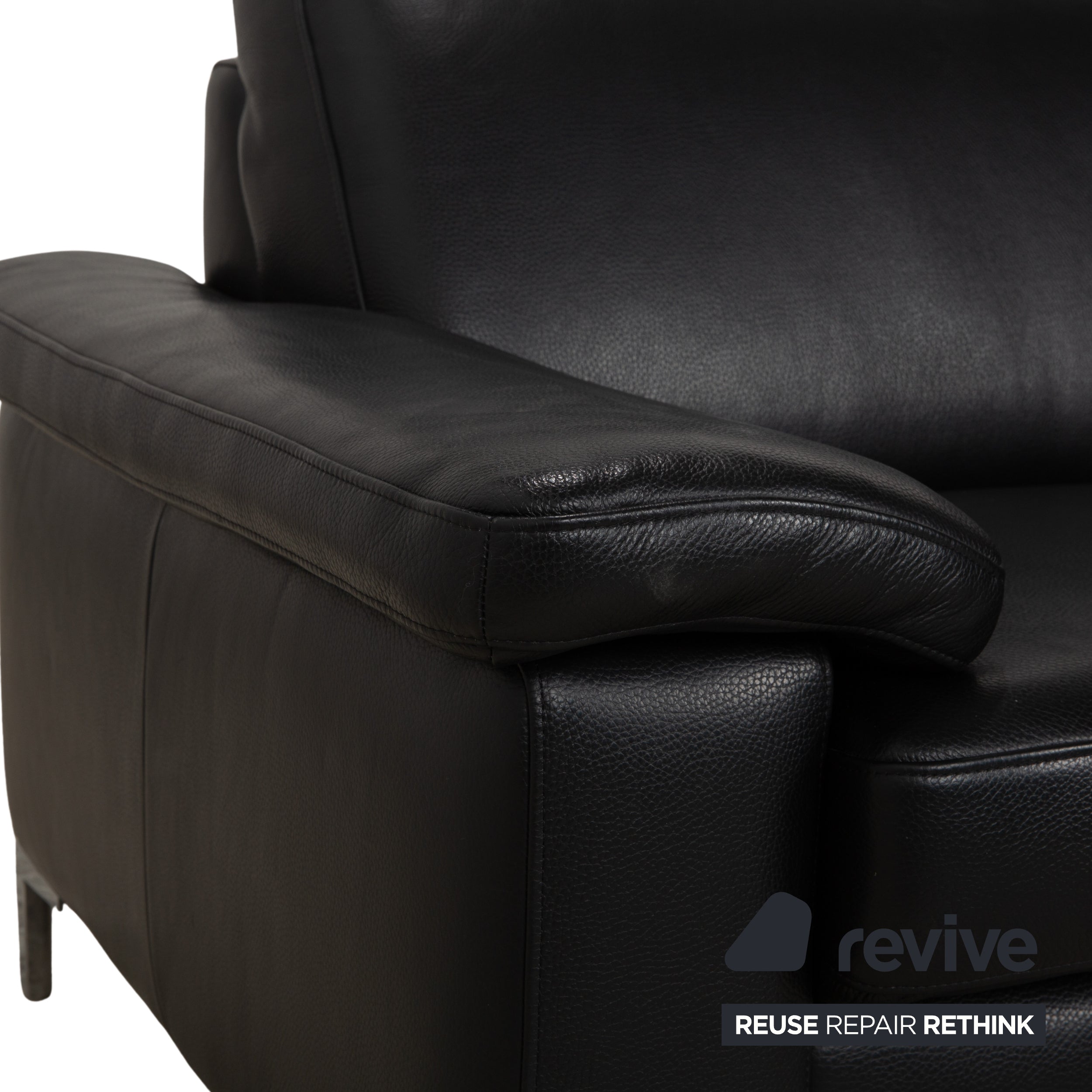 Musterring MR 2875 Leather Two-Seater Black Sofa Couch