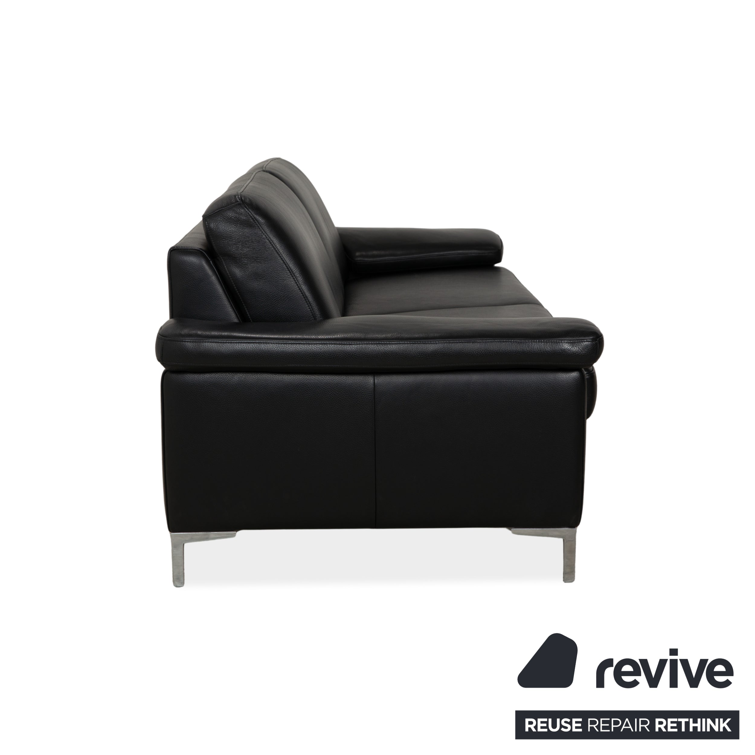 Musterring MR 2875 Leather Two-Seater Black Sofa Couch