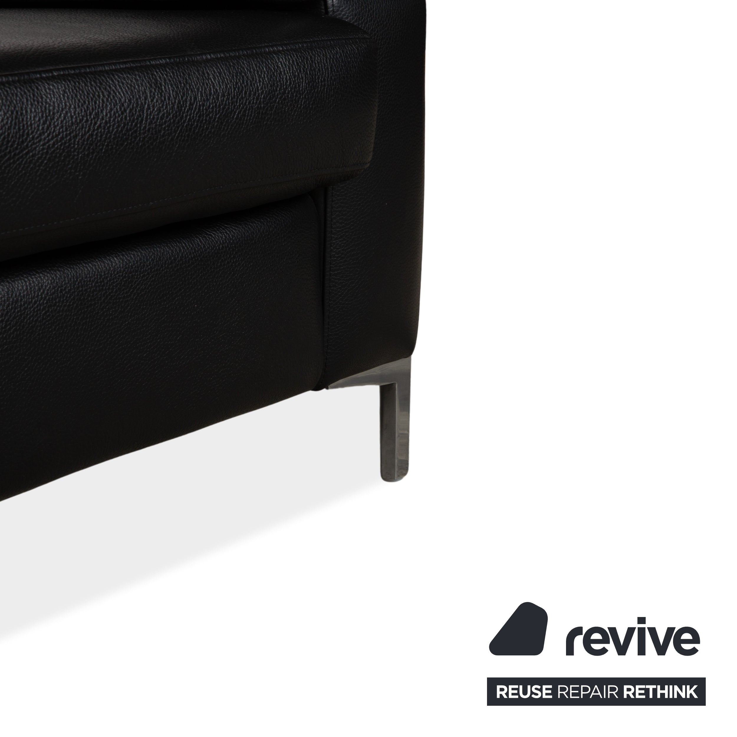 Musterring MR 2875 Leather Two-Seater Black Sofa Couch