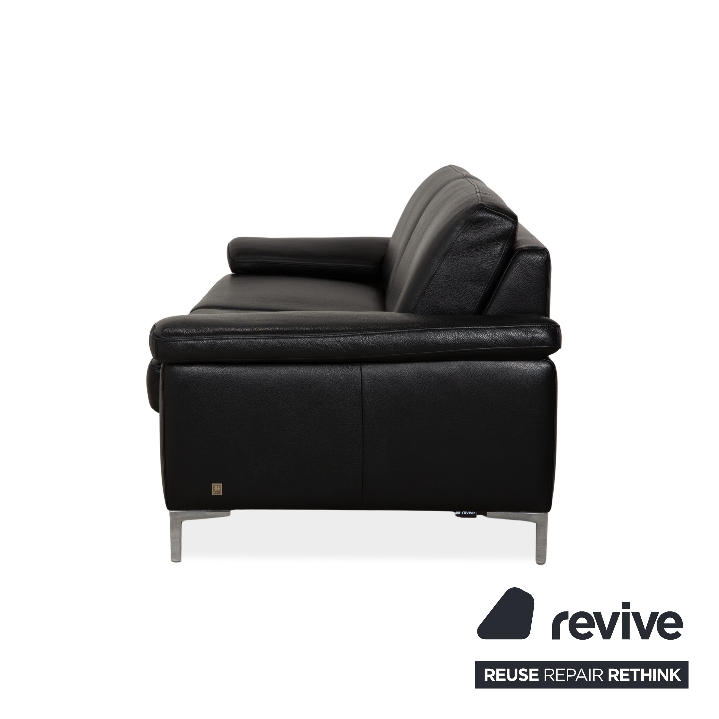 Musterring MR 2875 Leather Two-Seater Black Sofa Couch