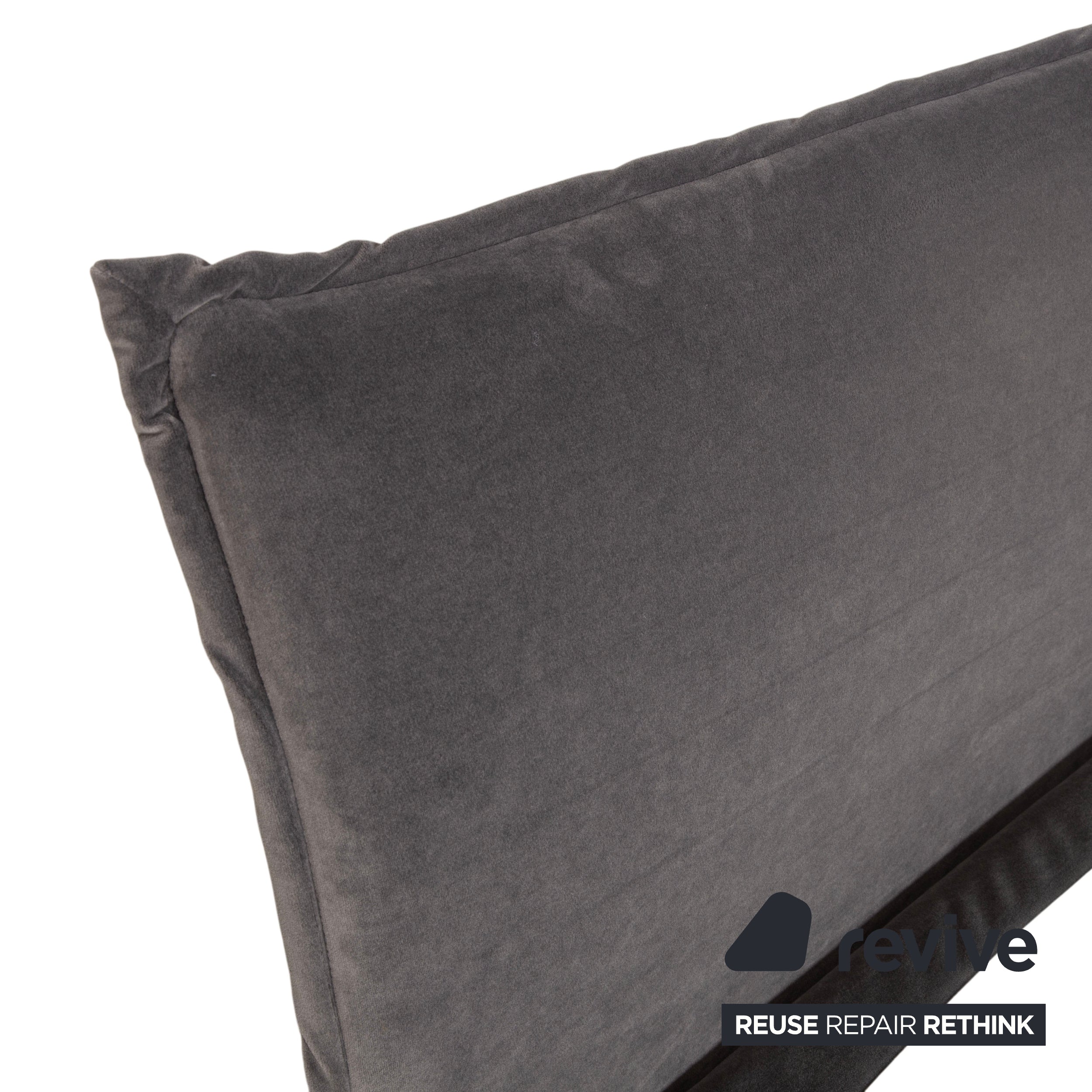 Lit en tissu gris pour chambre à coucher avec sommier tapissier