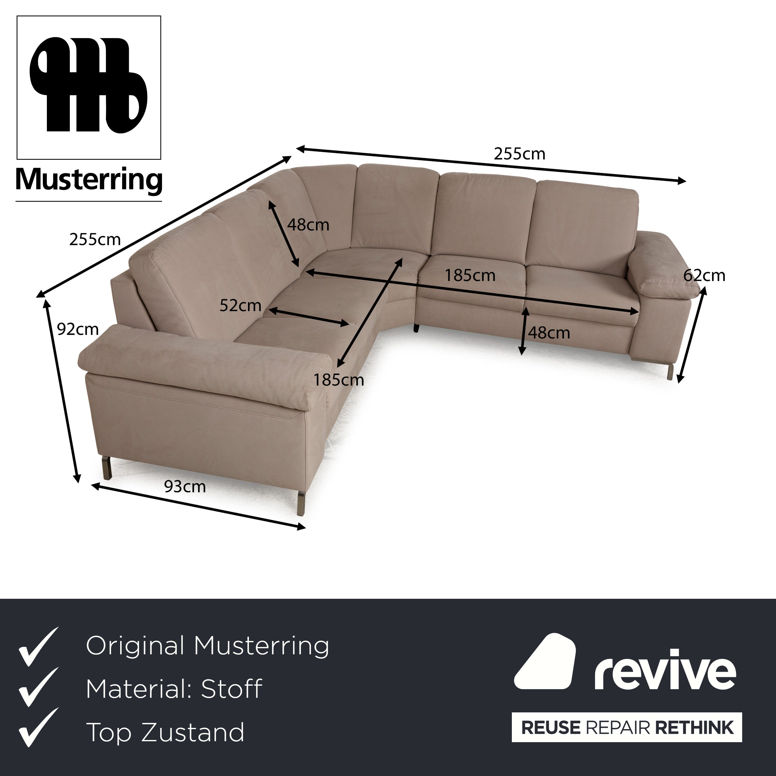 Musterring Stoff Ecksofa Beige Sofa Couch