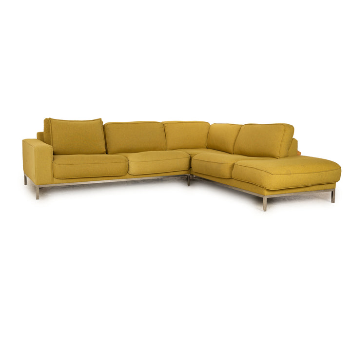 Musterring Stoff Ecksofa Gelb Grün Sofa Couch Recamiere Rechts