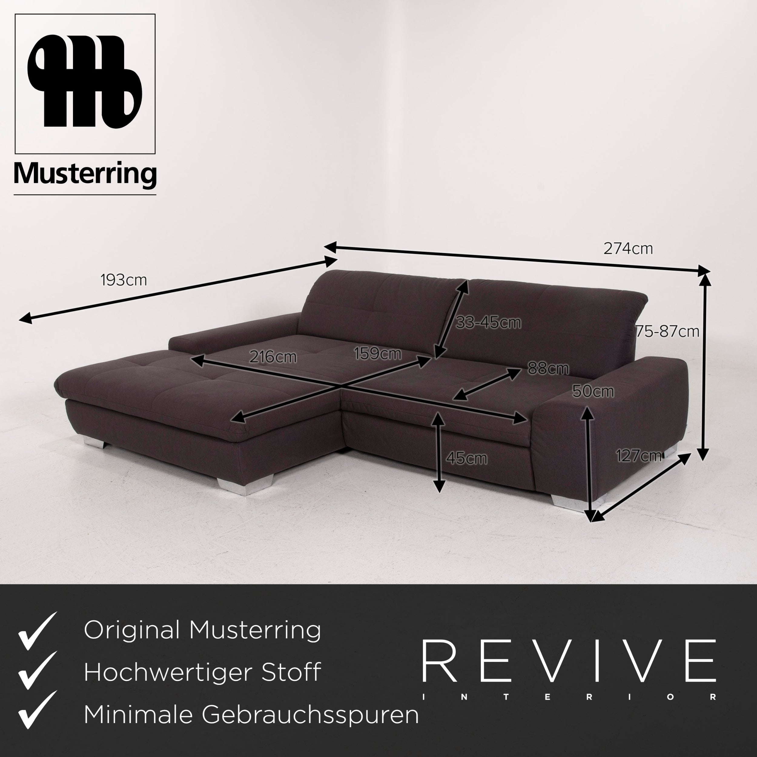 Pattern ring fabric sofa anthracite corner sofa #15124