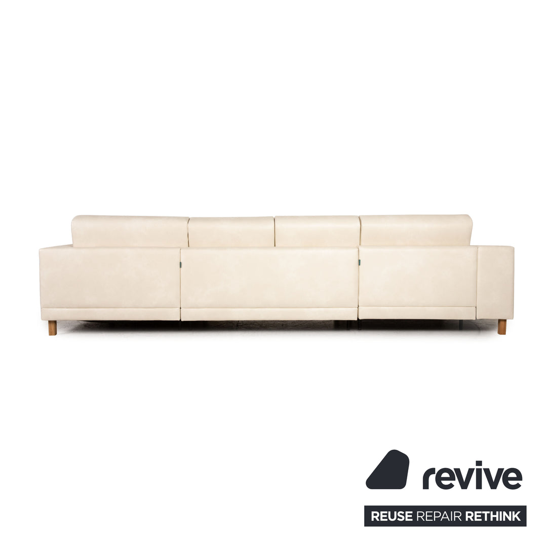 MYCS TYME U - Ecksofa Creme Sofa Couch Veganes Leder