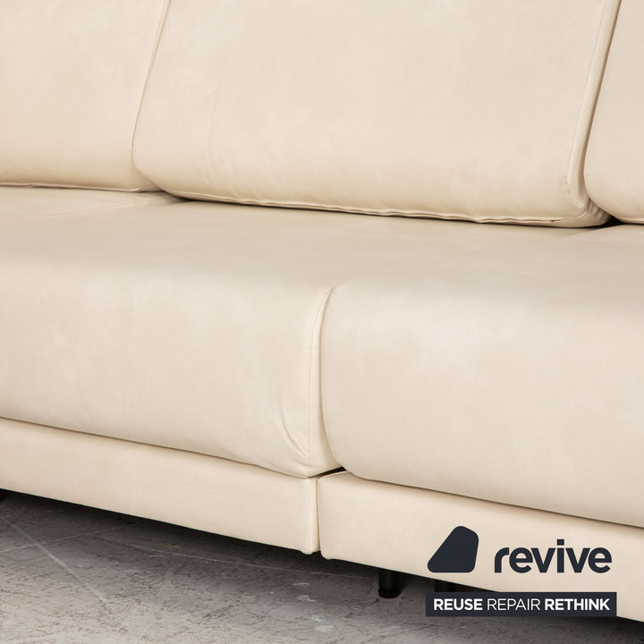 MYCS TYME U - Ecksofa Creme Sofa Couch Veganes Leder