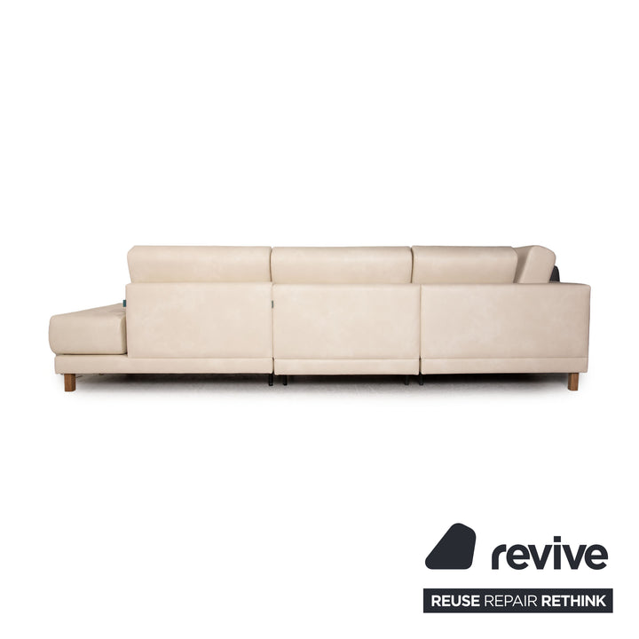 MYCS TYME U - Ecksofa Creme Sofa Couch Veganes Leder