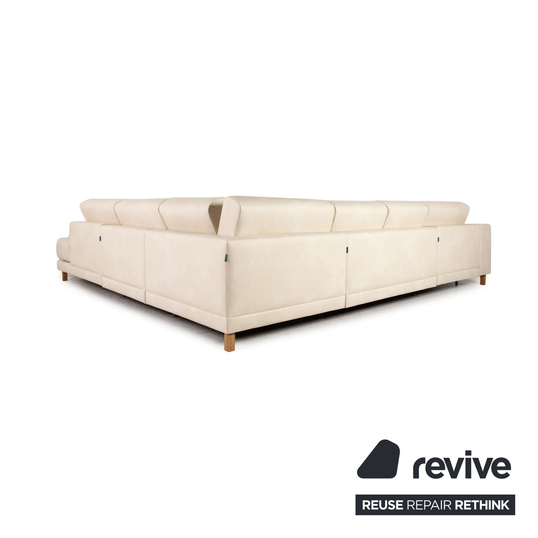 MYCS TYME U - Ecksofa Creme Sofa Couch Veganes Leder