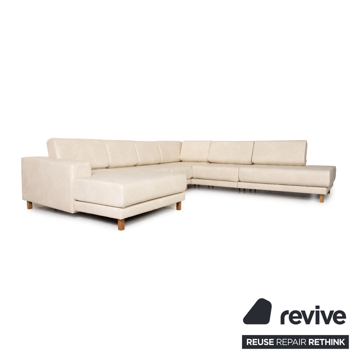 MYCS TYME U - Ecksofa Creme Sofa Couch Veganes Leder
